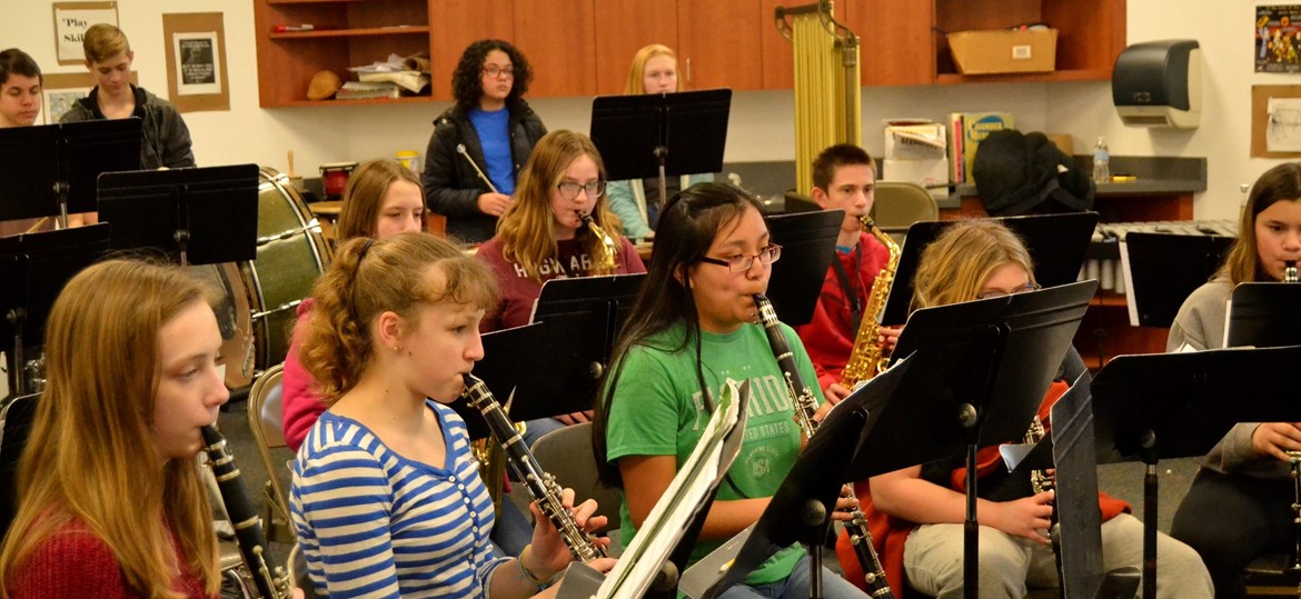 Middle school band practice